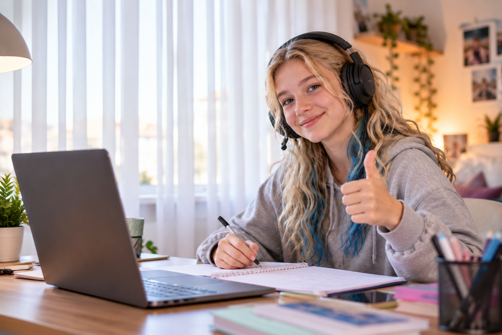 Online-Nachhilfe in Ulm Einsingen Mädchen bei der Onlinenachhilfe